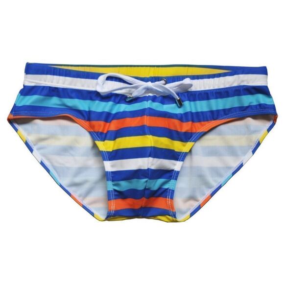 Men's classic speedo low rise rainbow stripes swim briefs swimwear plus size L - Picture 7 of 9